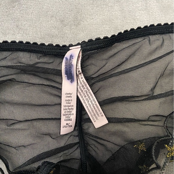 New! Victoria's Secret The Lacie Black Sheer Mesh Cheeky Panty 10392 - Picture 6 of 9